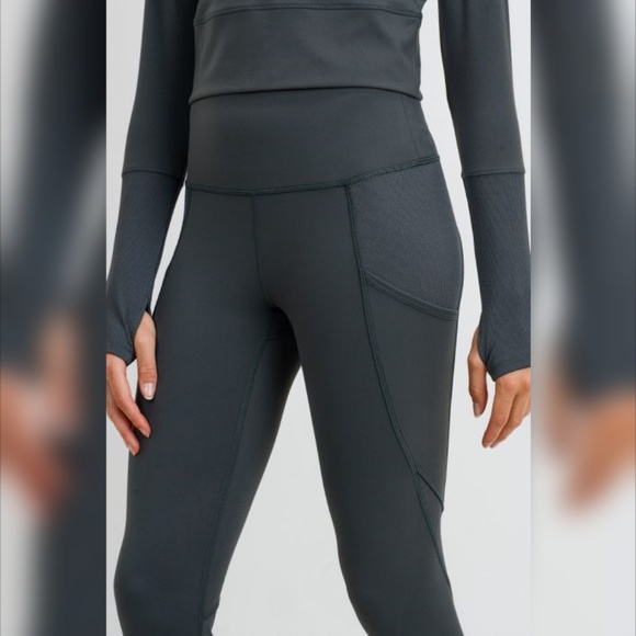 Ribbed & Smooth Combo Highwaist Leggings - Picture 3 of 7